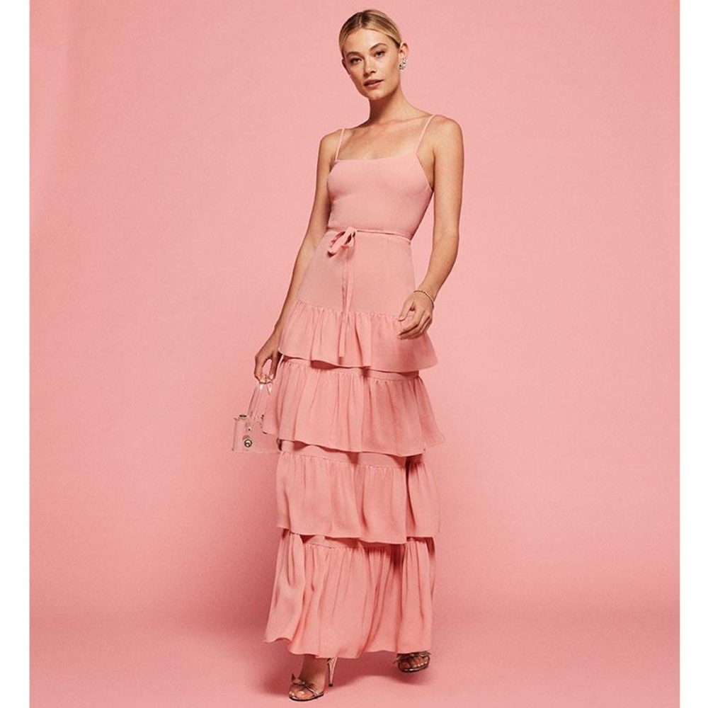 Reformation Foxglove Blush Tier Maxi Dress